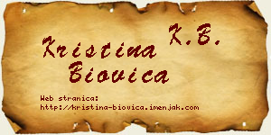 Kristina Biovica vizit kartica